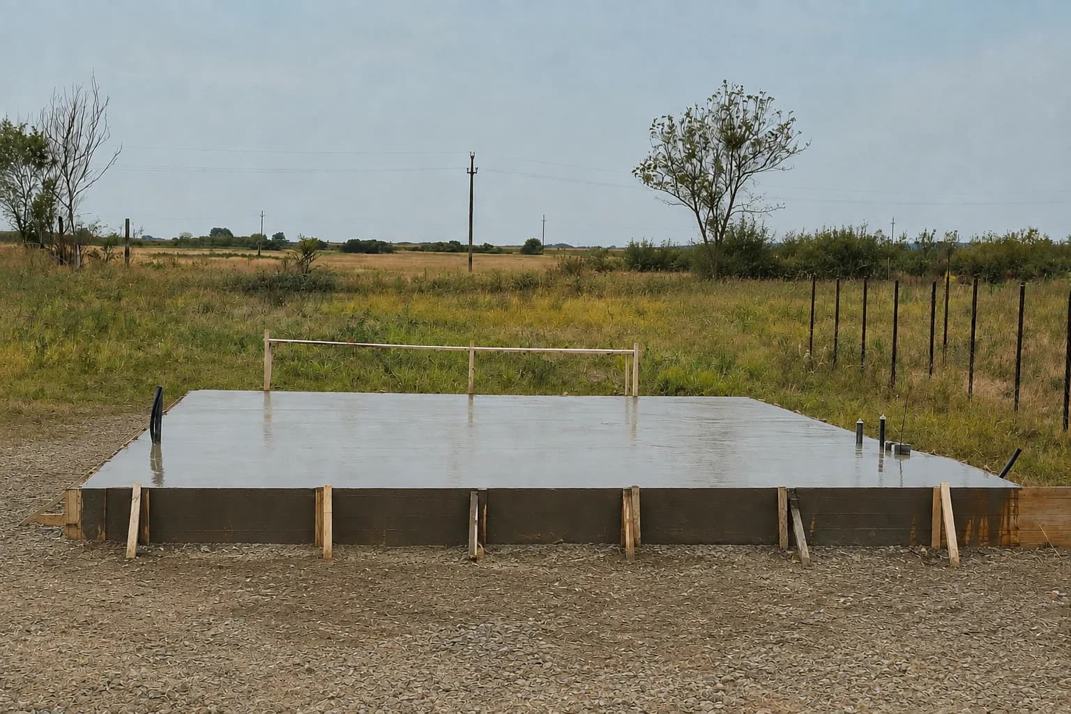 Dalle en béton terminée, prête pour le montage