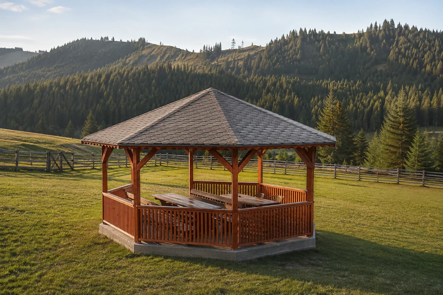 Pavillon en bois construit dans un jardin